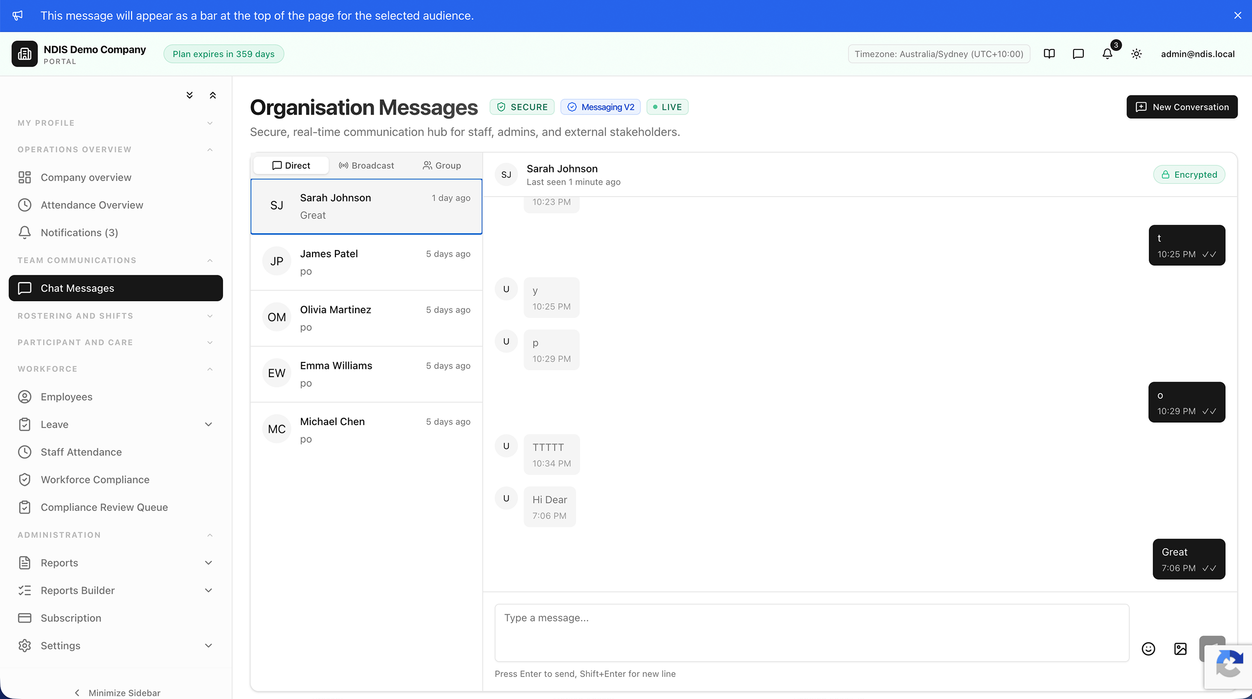 Secure Team Messaging