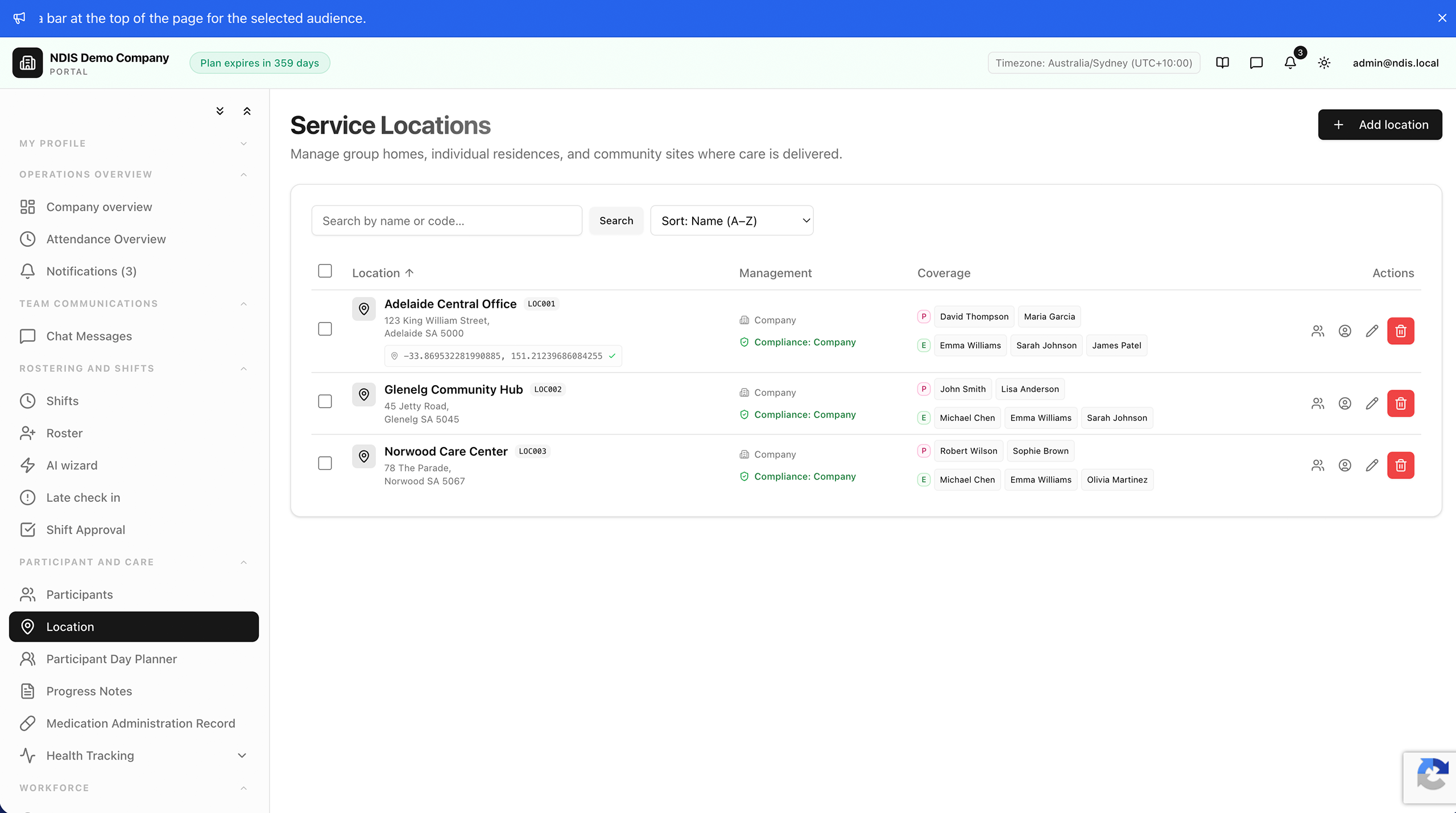 Service Location Mapping
